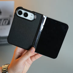 Leather Texture Case for iPhone Duo with Chrome Side | MagSafe Compatible | Hinge Protection