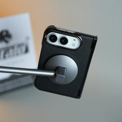 Leather Texture Case for iPhone Duo with Chrome Side | MagSafe Compatible | Hinge Protection