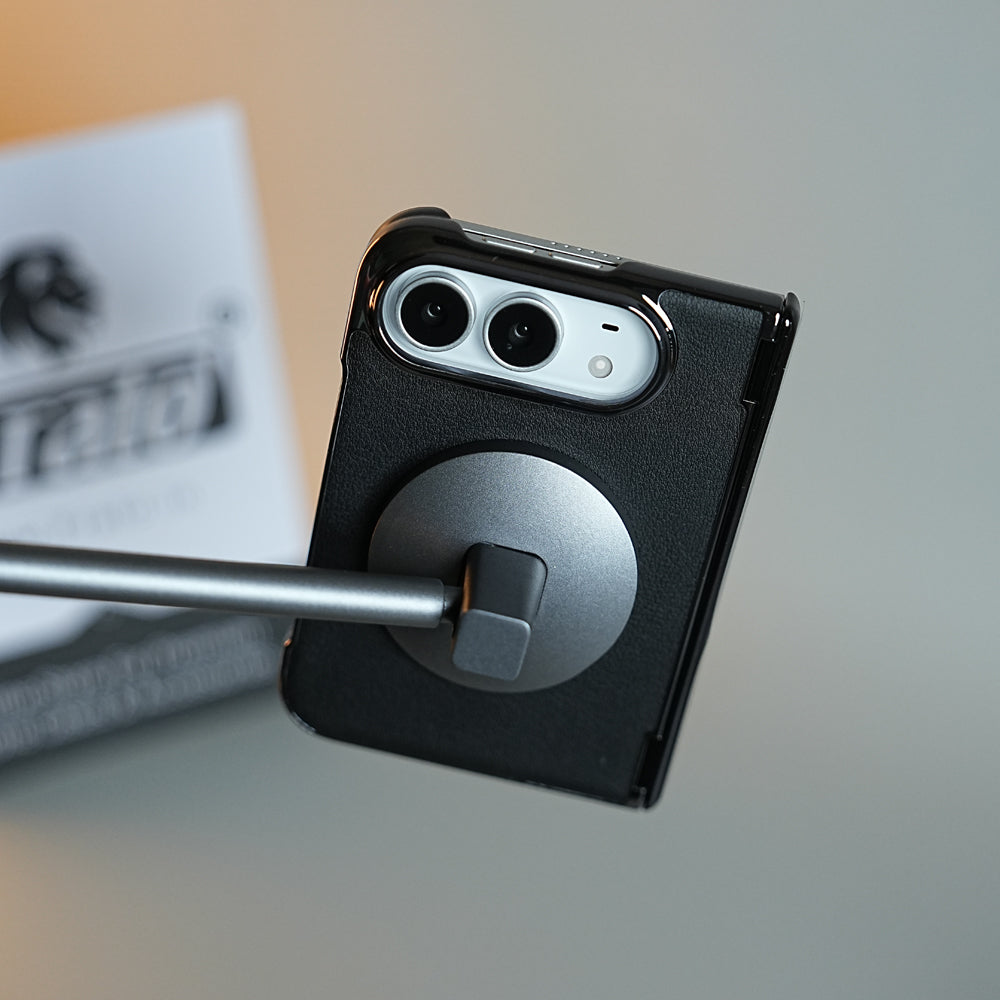 Leather Texture Case for iPhone Duo with Chrome Side | MagSafe Compatible | Hinge Protection