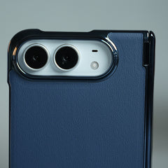 Leather Texture Case for iPhone Duo with Chrome Side | MagSafe Compatible | Hinge Protection