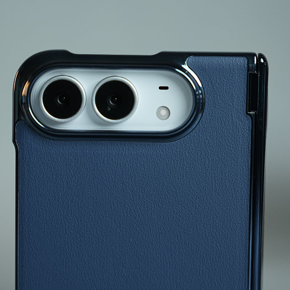 Leather Texture Case for iPhone Duo with Chrome Side | MagSafe Compatible | Hinge Protection