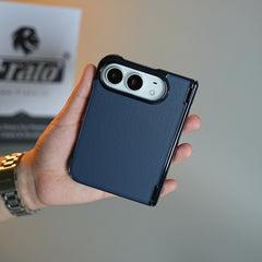 Leather Texture Case for iPhone Duo with Chrome Side | MagSafe Compatible | Hinge Protection