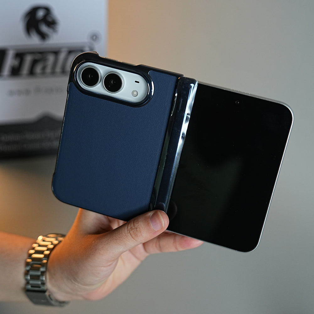 Leather Texture Case for iPhone Duo with Chrome Side | MagSafe Compatible | Hinge Protection
