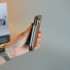 Premium Micro-Grid Textured Case for iPhone Duo with Chrome Finish, Camera Glass & Hinge Protection