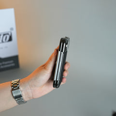Premium Micro-Grid Textured Case for iPhone Duo with Chrome Finish, Camera Glass & Hinge Protection