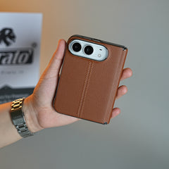 Middle Stitched Leather Texture Case for iPhone Duo with Front Glass & Hinge Protection
