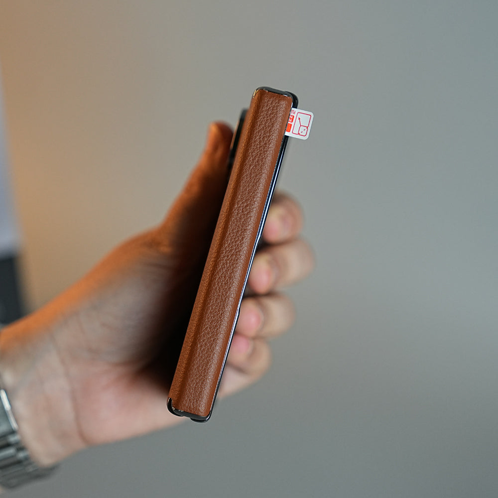 Middle Stitched Leather Texture Case for iPhone Duo with Front Glass & Hinge Protection