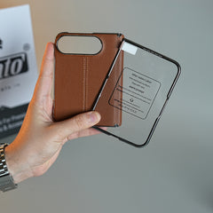 Middle Stitched Leather Texture Case for iPhone Duo with Front Glass & Hinge Protection