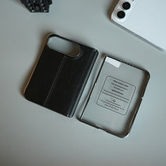 Middle Stitched Leather Texture Case for iPhone Duo with Front Glass & Hinge Protection