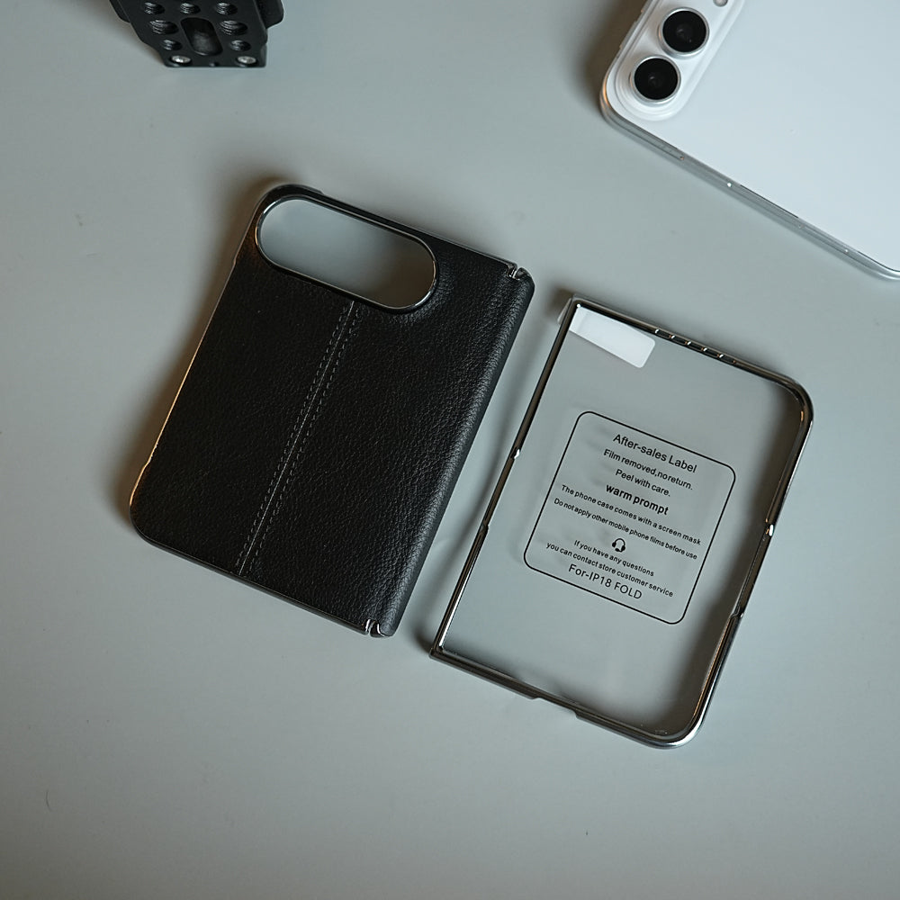 Middle Stitched Leather Texture Case for iPhone Duo with Front Glass & Hinge Protection