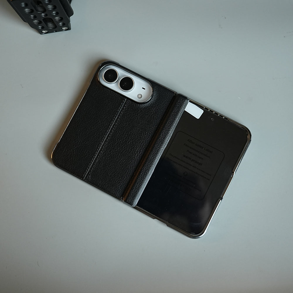 Middle Stitched Leather Texture Case for iPhone Duo with Front Glass & Hinge Protection