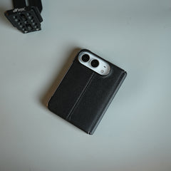 Middle Stitched Leather Texture Case for iPhone Duo with Front Glass & Hinge Protection