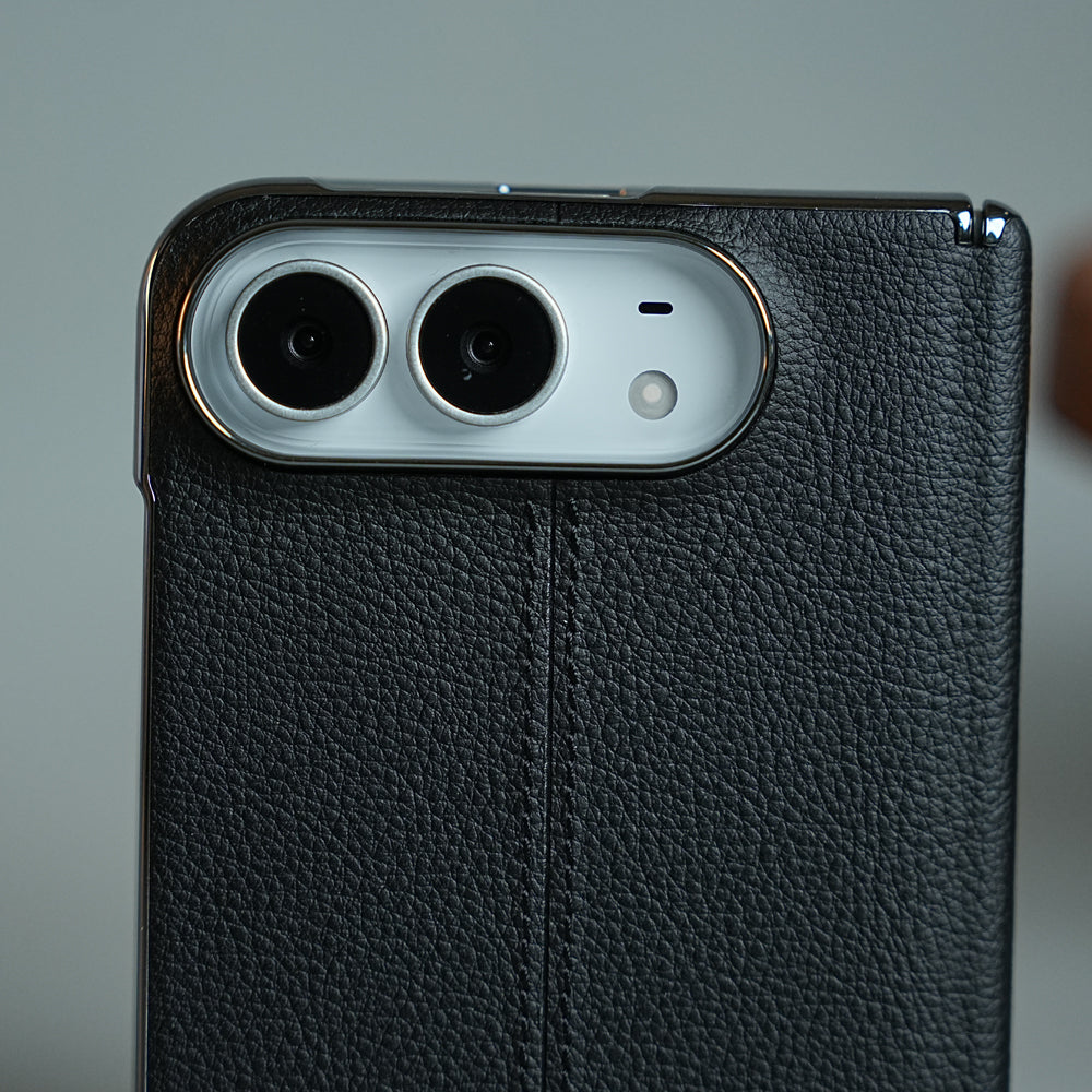 Middle Stitched Leather Texture Case for iPhone Duo with Front Glass & Hinge Protection
