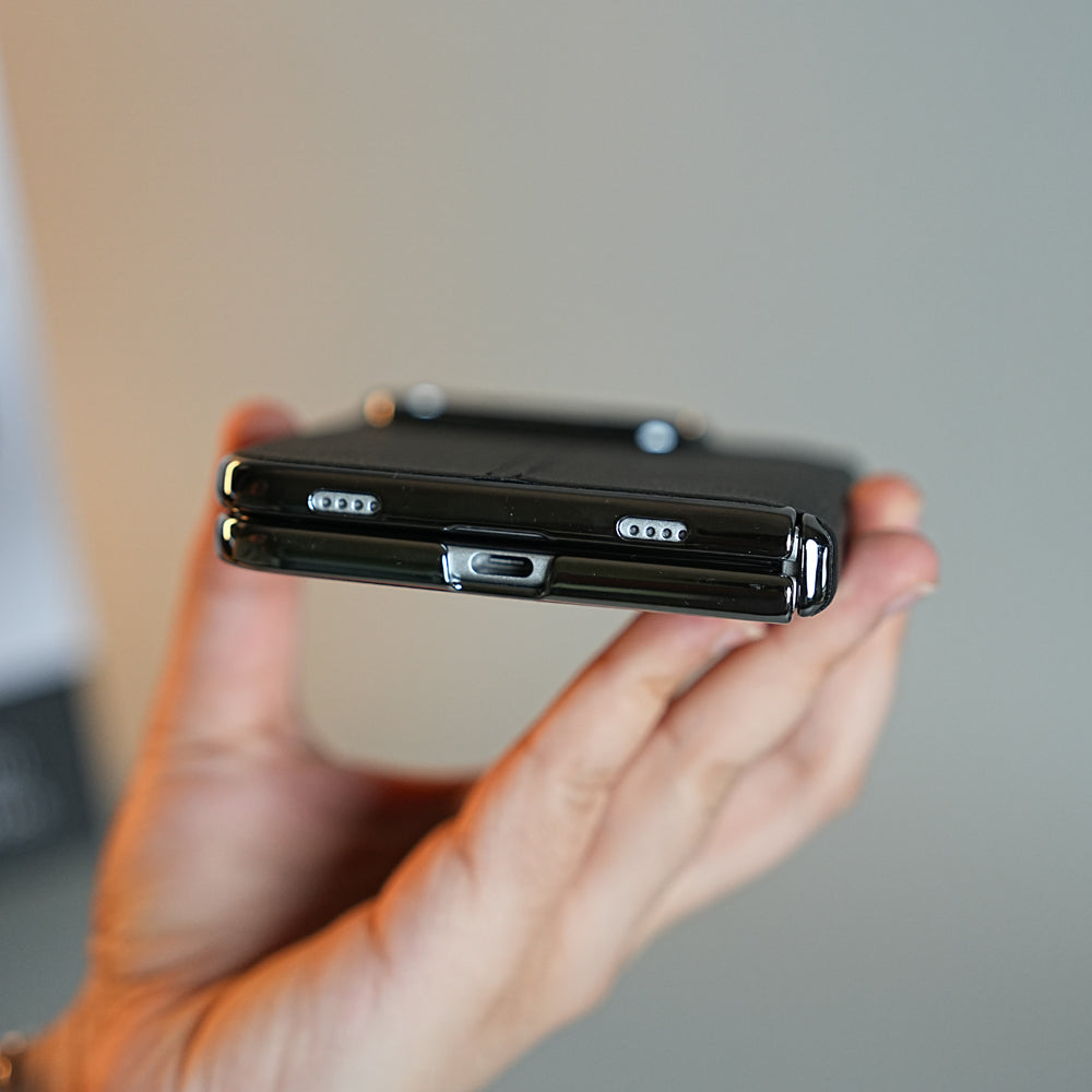 Middle Stitched Leather Texture Case for iPhone Duo with Front Glass & Hinge Protection
