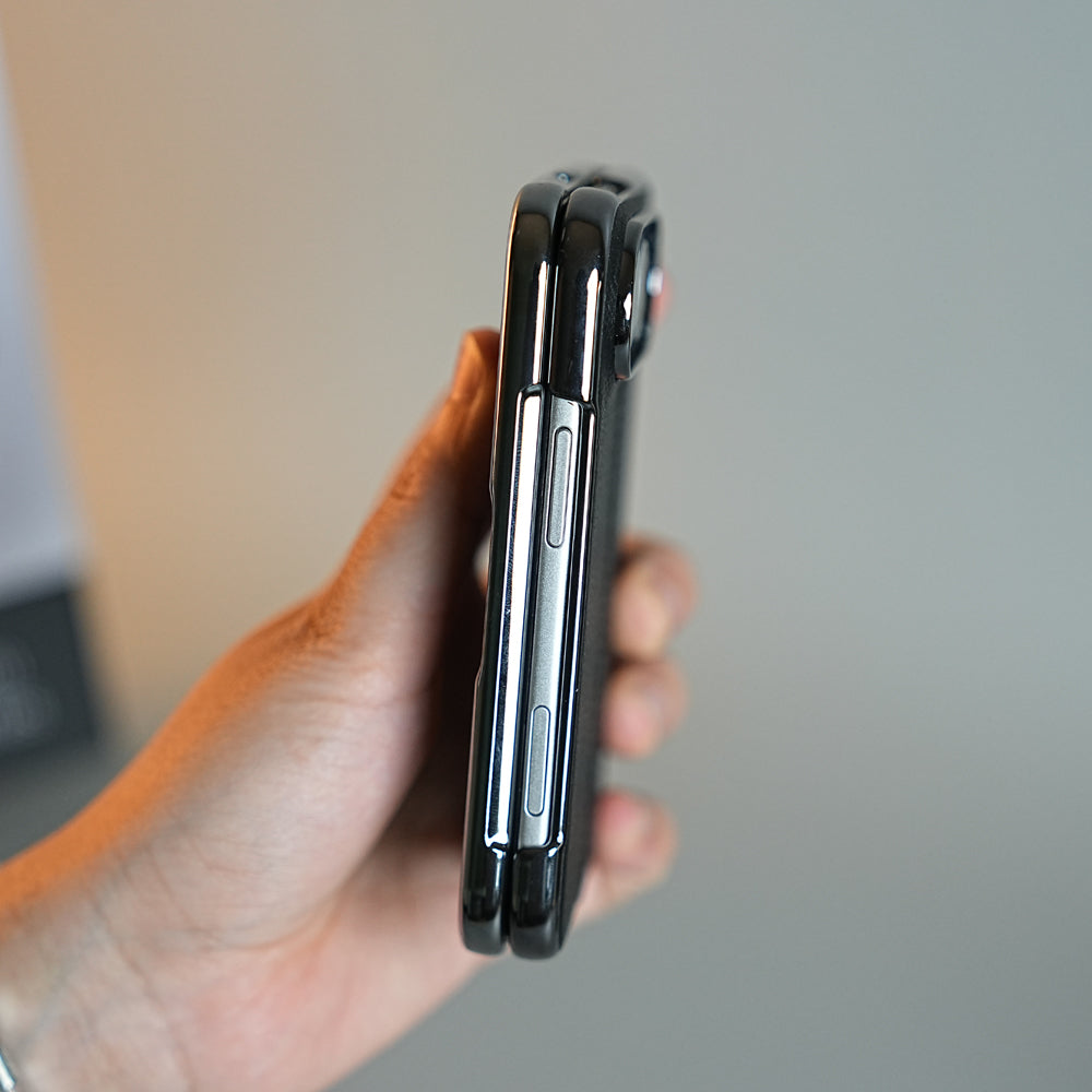 Middle Stitched Leather Texture Case for iPhone Duo with Front Glass & Hinge Protection