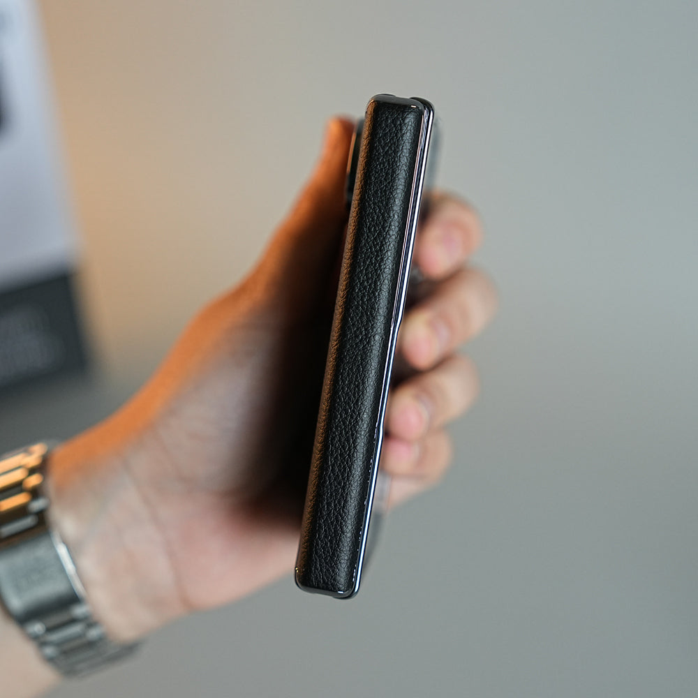 Middle Stitched Leather Texture Case for iPhone Duo with Front Glass & Hinge Protection