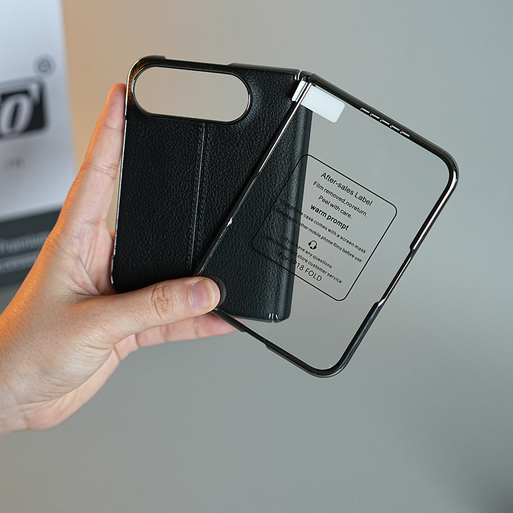 Middle Stitched Leather Texture Case for iPhone Duo with Front Glass & Hinge Protection