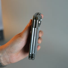 Textured Leather Case for iPhone Duo with Front Glass, Matte Chrome Finish & Hinge Protection