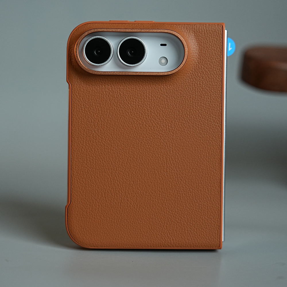 LuxeGrain Textured Leather Case for iPhone Duo with Front Glass Protection