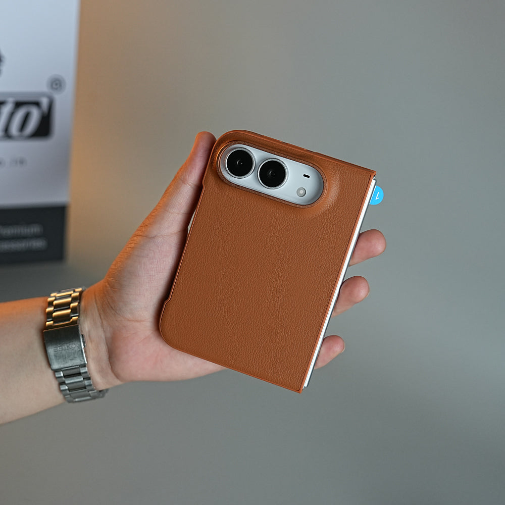 LuxeGrain Textured Leather Case for iPhone Duo with Front Glass Protection
