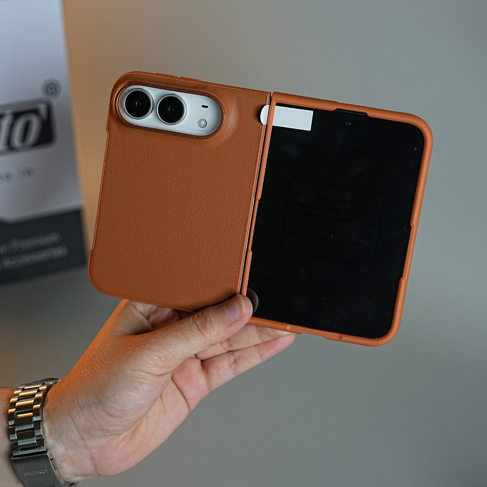 LuxeGrain Textured Leather Case for iPhone Duo with Front Glass Protection