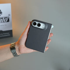 LuxeGrain Textured Leather Case for iPhone Duo with Front Glass Protection