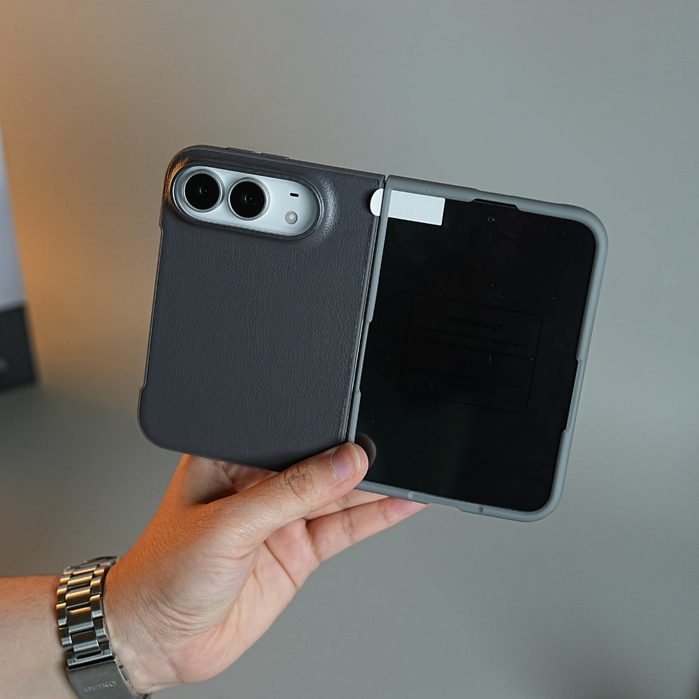 LuxeGrain Textured Leather Case for iPhone Duo with Front Glass Protection