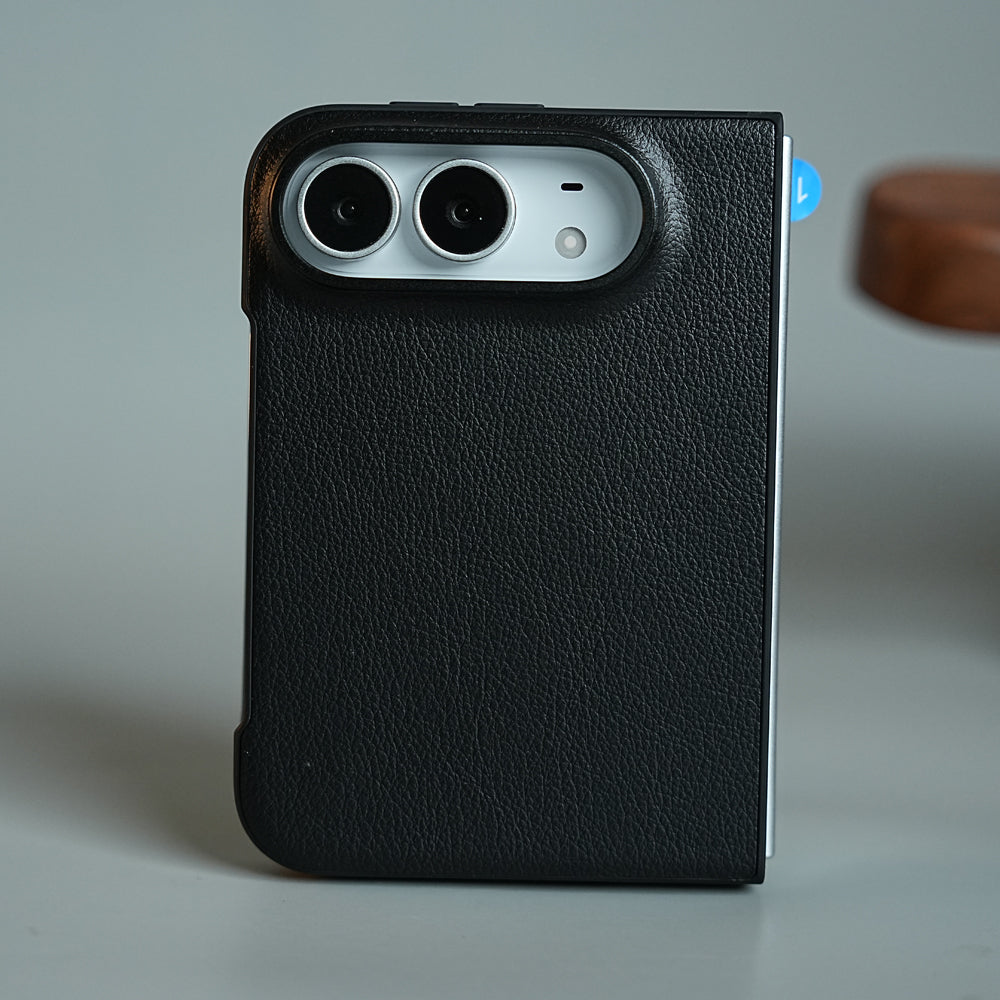 LuxeGrain Textured Leather Case for iPhone Duo with Front Glass Protection