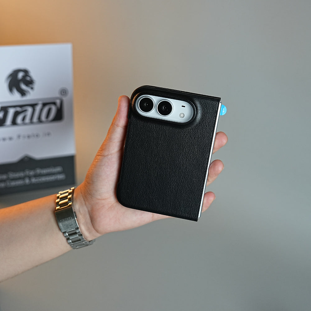 LuxeGrain Textured Leather Case for iPhone Duo with Front Glass Protection