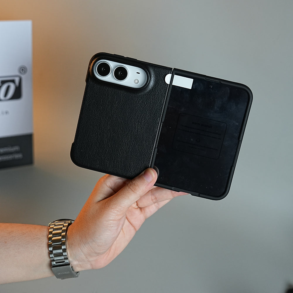 LuxeGrain Textured Leather Case for iPhone Duo with Front Glass Protection