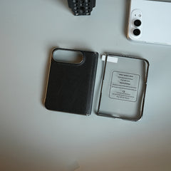 Leather Textured Case for iPhone Duo with Front Glass & Hinge Protection