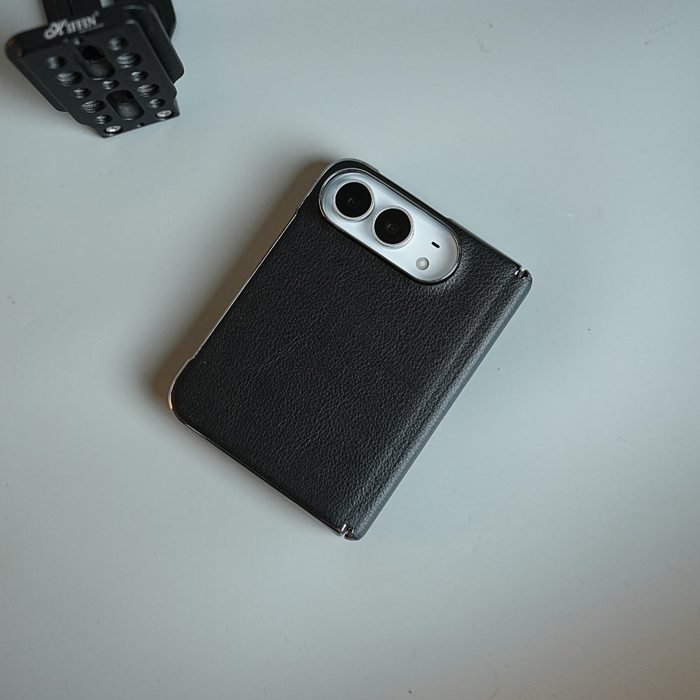 Leather Textured Case for iPhone Duo with Front Glass & Hinge Protection