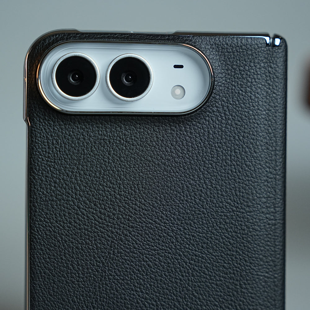 Leather Textured Case for iPhone Duo with Front Glass & Hinge Protection