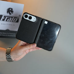 Leather Textured Case for iPhone Duo with Front Glass & Hinge Protection