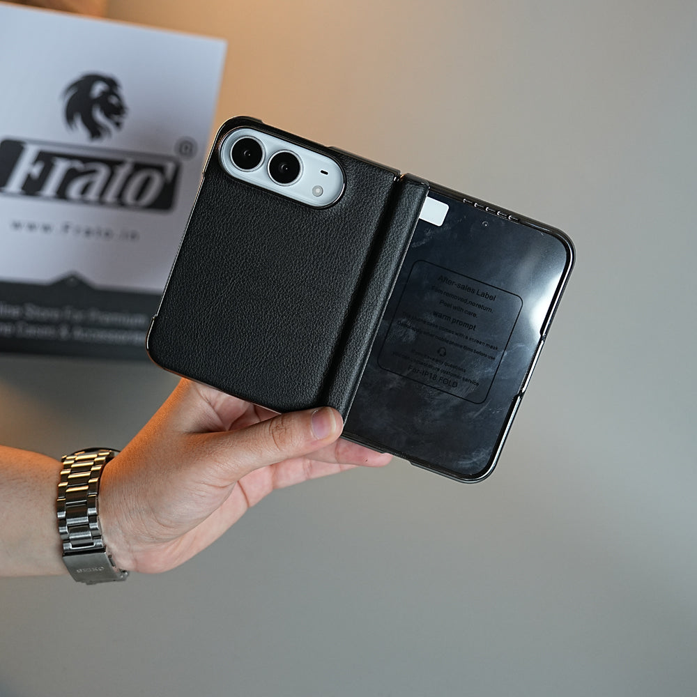 Leather Textured Case for iPhone Duo with Front Glass & Hinge Protection