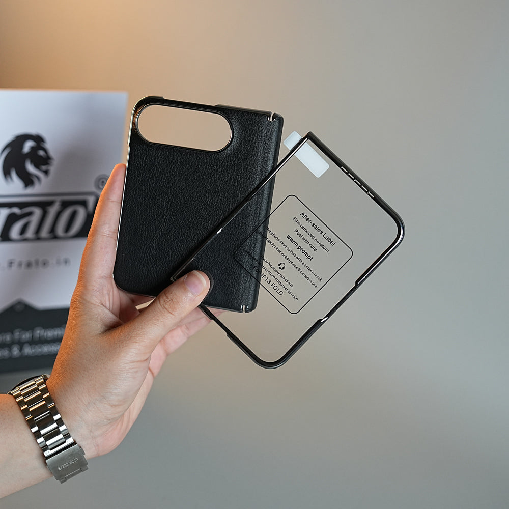 Leather Textured Case for iPhone Duo with Front Glass & Hinge Protection