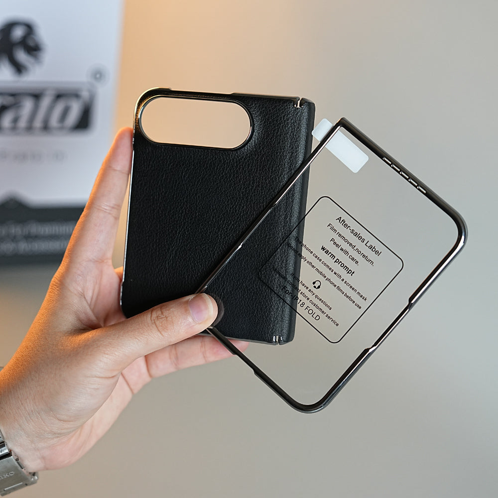 Leather Textured Case for iPhone Duo with Front Glass & Hinge Protection