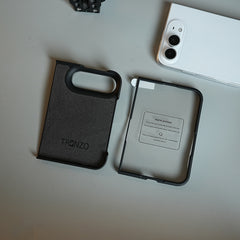 Leather Textured Case for iPhone Duo with Front Glass & Hinge Protection