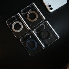 Crystal Clear Case for iPhone Duo | 360° Rotating Metal Stand & Hinge Protection