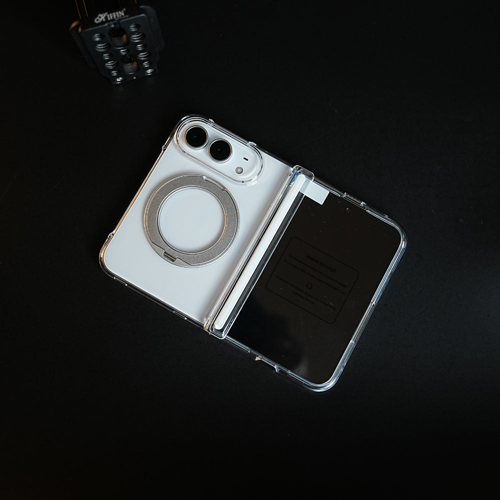 Crystal Clear Case for iPhone Duo | 360° Rotating Metal Stand & Hinge Protection
