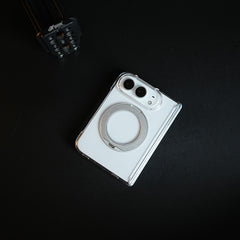 Crystal Clear Case for iPhone Duo | 360° Rotating Metal Stand & Hinge Protection