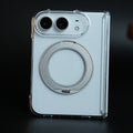 Crystal Clear Case for iPhone Duo | 360° Rotating Metal Stand & Hinge Protection