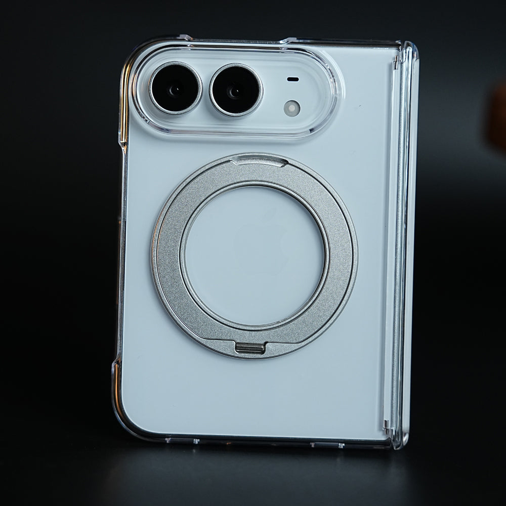 Crystal Clear Case for iPhone Duo | 360° Rotating Metal Stand & Hinge Protection