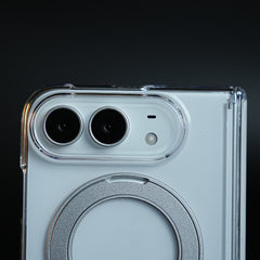 Crystal Clear Case for iPhone Duo | 360° Rotating Metal Stand & Hinge Protection