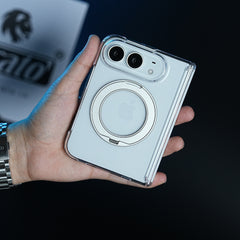 Crystal Clear Case for iPhone Duo | 360° Rotating Metal Stand & Hinge Protection