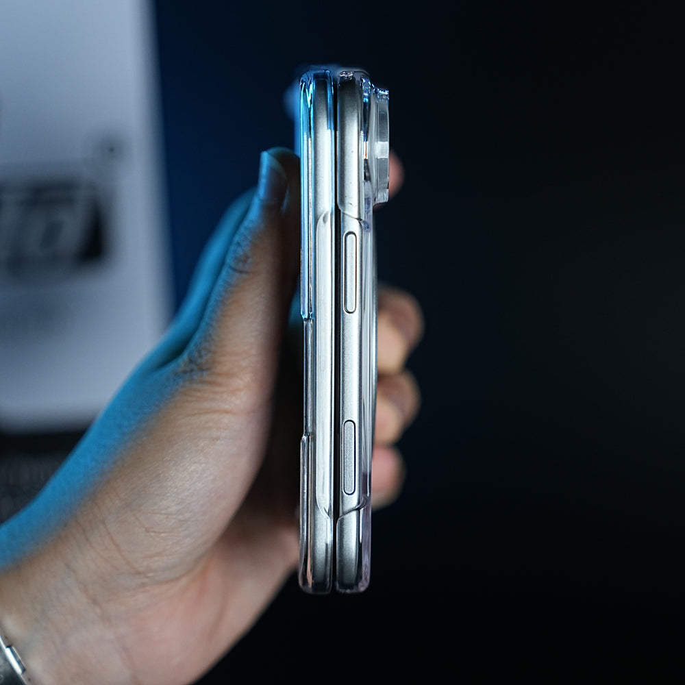 Crystal Clear Case for iPhone Duo | 360° Rotating Metal Stand & Hinge Protection