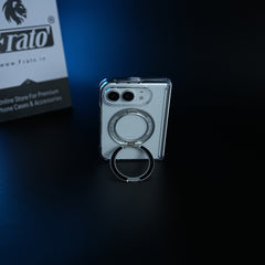 Crystal Clear Case for iPhone Duo | 360° Rotating Metal Stand & Hinge Protection