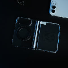 Crystal Clear Case for iPhone Duo | 360° Rotating Metal Stand & Hinge Protection