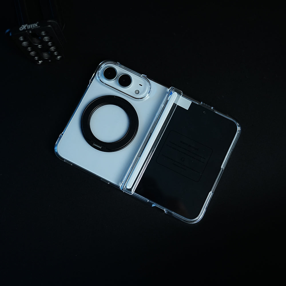 Crystal Clear Case for iPhone Duo | 360° Rotating Metal Stand & Hinge Protection