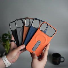 iPhone 17 Pro max Premium Leather-Texture Back Case with Metal Kickstand